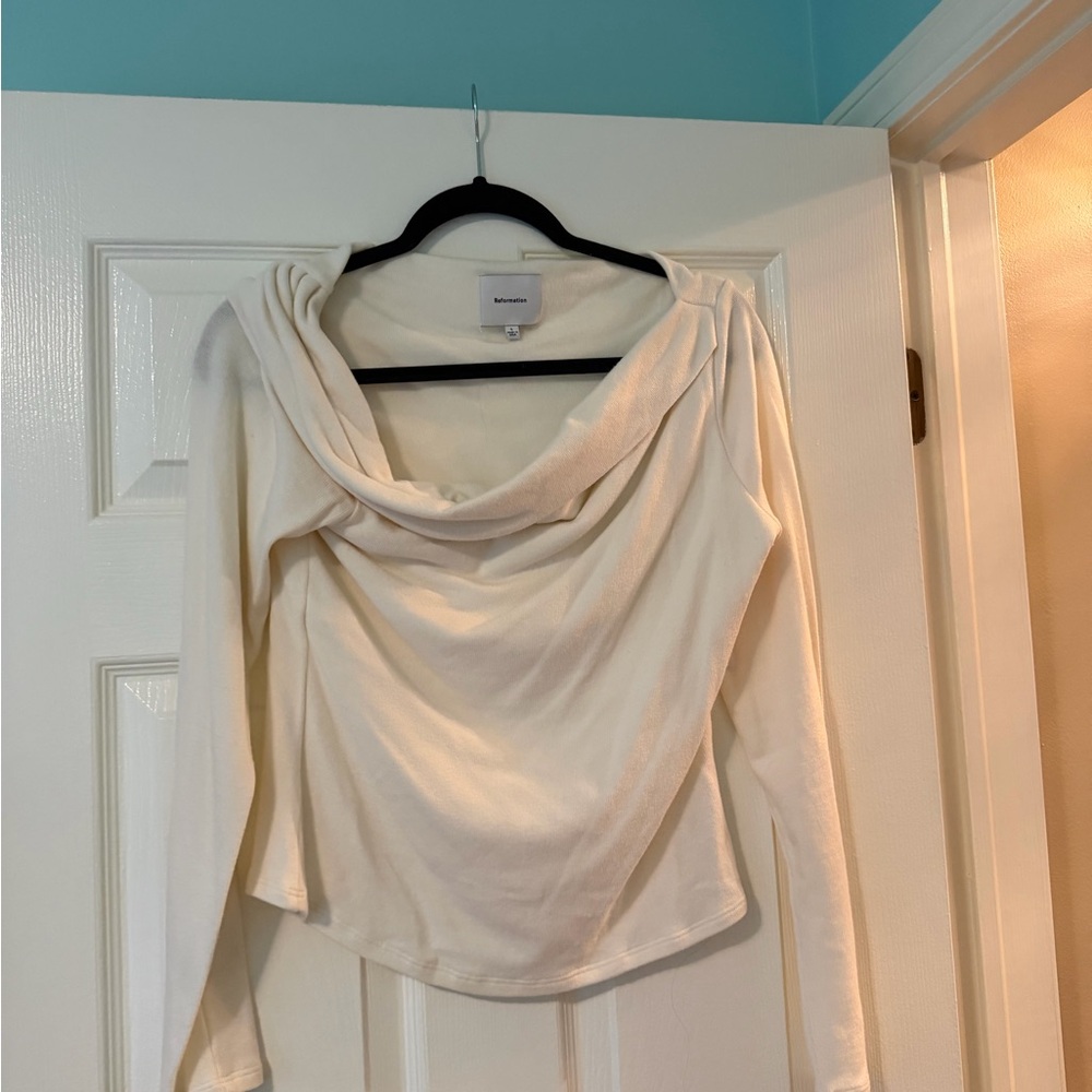 Reformation Cream White Elio Top